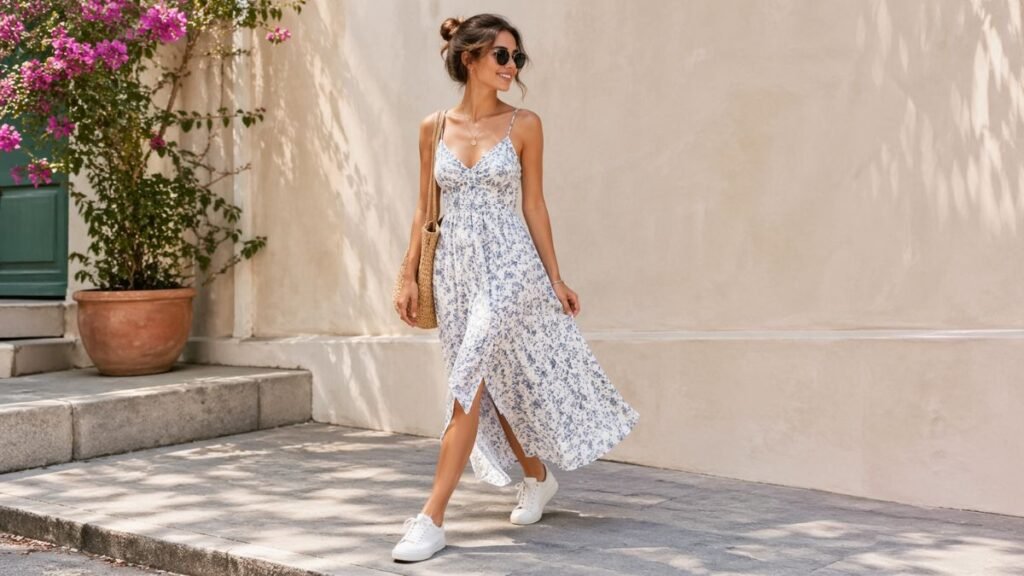 9 Effortless Summer Dress & Trainer Outfits That Nail Comfort and Style